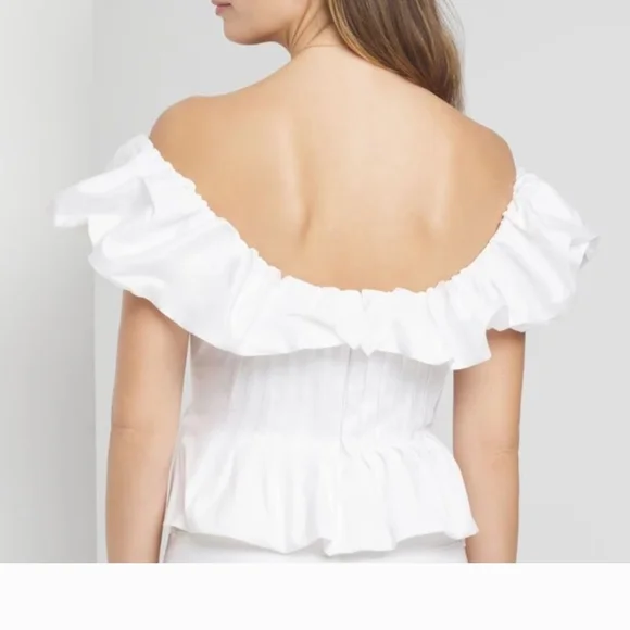 WHBM White Ruffled Corset Blouse - Picture 2 of 10